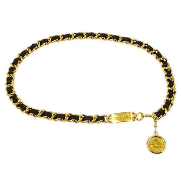 Chanel Medallion Chain Belt Black Small Good - Picture 1 of 5